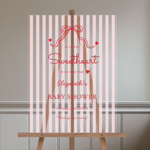 Little Sweetheart Bow Pink Valentine's Baby Shower Acrylic Sign