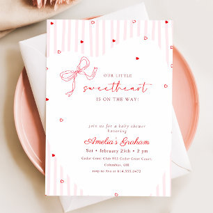 Little Sweetheart Bow Sweetheart Baby Shower Invitation