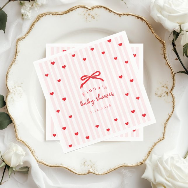Little Sweetheart Bow Valentines Baby Shower Napkin (Creator Uploaded)