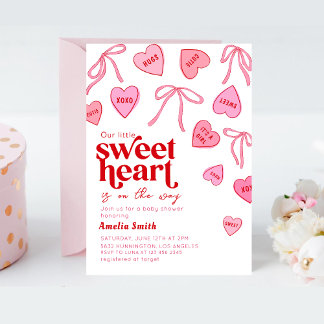 Little Sweetheart Candy Hearts Baby shower Invitation