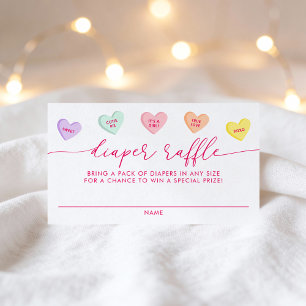 Little Sweetheart Candy Hearts Diaper Raffle Enclosure Card