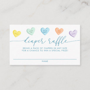 Little Sweetheart Candy Hearts Diaper Raffle Enclosure Card