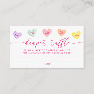 Little Sweetheart Candy Hearts Diaper Raffle Enclosure Card