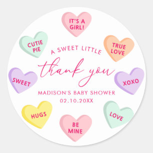Little Sweetheart Candy Hearts Thank You Classic Round Sticker