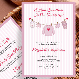 Little Sweetheart Clothesline Baby Shower Invitation