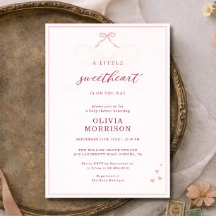 Little Sweetheart Coquette Bow Baby Shower Invitation