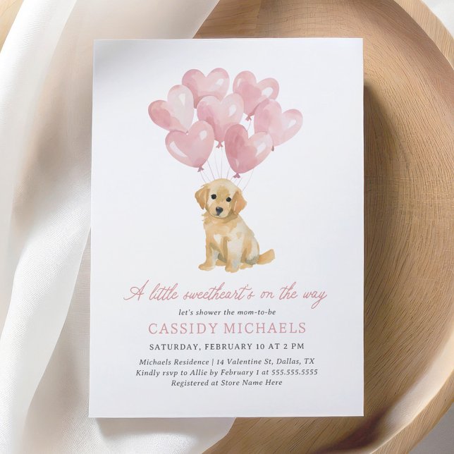 Little Sweetheart Dog Valentine's Baby Shower Invitation (Creator Uploaded)