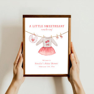 Little Sweetheart Dress Valentine Baby Shower Poster