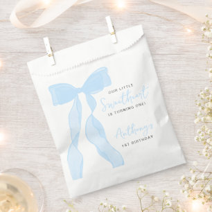 Little Sweetheart Elegant Blue Bow Birthday Party Favour Bags