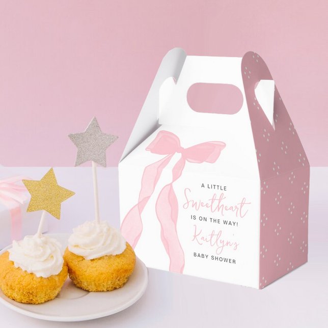 Little Sweetheart Elegant Pink Bow Baby Shower Favour Box (Creator Uploaded)
