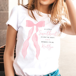 Little Sweetheart Elegant Pink Bow Baby Shower T-Shirt