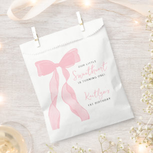 Little Sweetheart Elegant Pink Bow Birthday Party Favour Bags