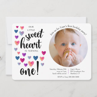 Little Sweetheart First Birthday Invitation