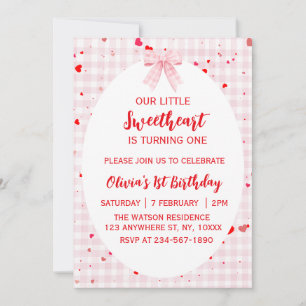 Little Sweetheart First Birthday Invitation. Invitation