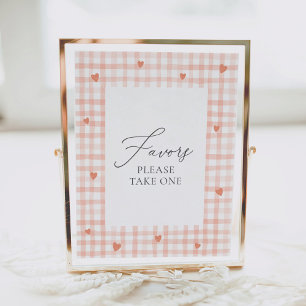 Little Sweetheart Gingham Baby Shower Favours Sign