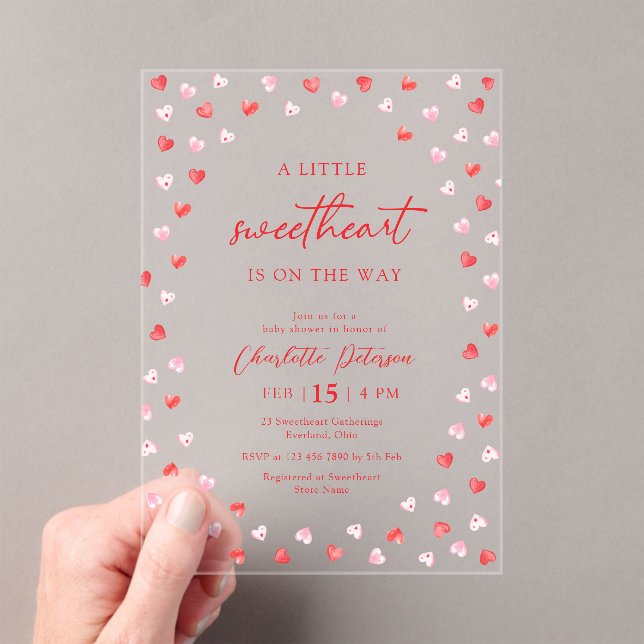 Little Sweetheart Girl Baby Shower Invitation (Insitu (Handheld))