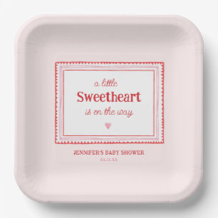 Little Sweetheart Girl Baby Shower  Paper Plate