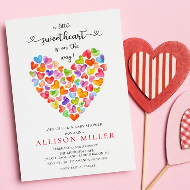 Little Sweetheart Hearts Girls Baby Shower  Invita Invitation (Creator Uploaded)