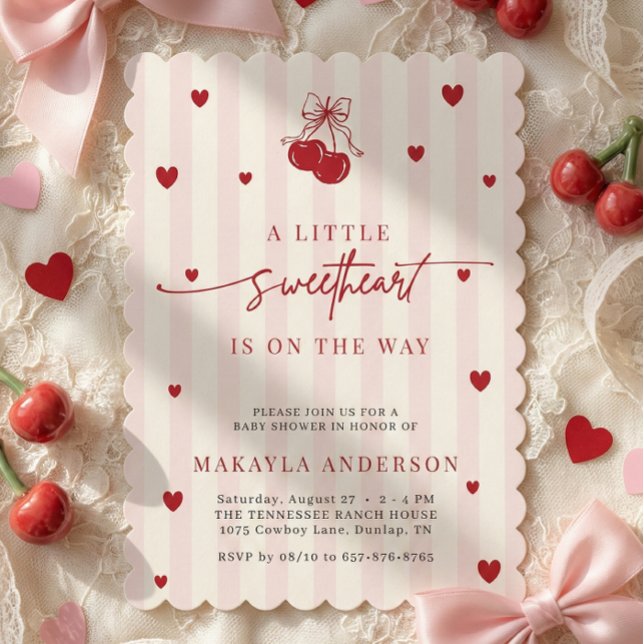little sweetheart is on the way Girl Baby Shower Invitation (Creator Uploaded)