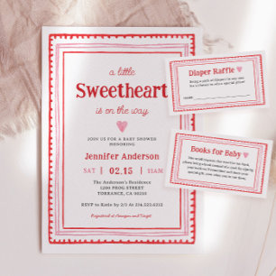 Little Sweetheart Is On The Way Valentine's Baby Invitation