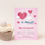 Little Sweetheart Kids Birthday Party Invitation<br><div class="desc">Celebrate your little sweetheart's birthday with these adorable pink heart invitations. Perfect for first birthdays or Valentine's Day birthdays, these sweet pink cards feature heart shaped hot air balloons floating in the clouds, with one balloon trailing a light blue banner that can be customised (shown with "our little sweetheart"). Personalise...</div>