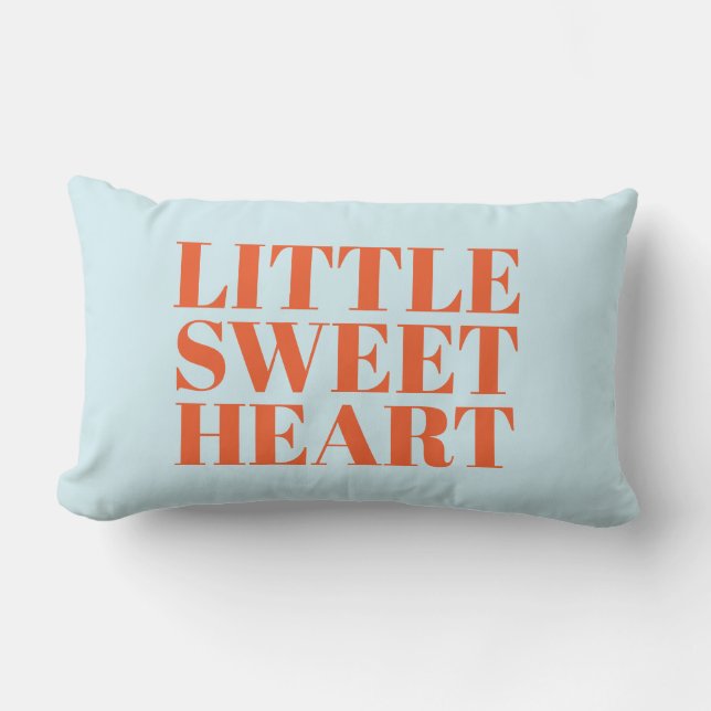 Little Sweetheart Modern Pastel Blue Typographic Lumbar Cushion (Front)