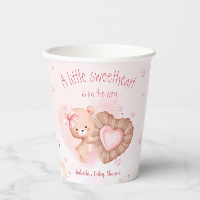 Little Sweetheart Pink Baby Shower Paper Cups (Front)