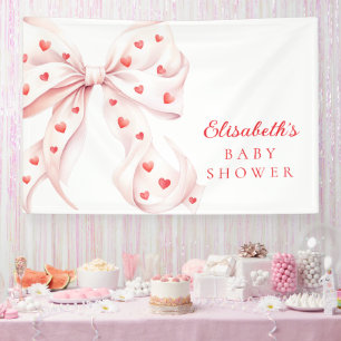 Little Sweetheart Pink Bow Baby Shower Backdrop Banner