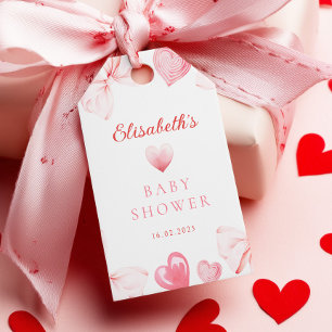 Little Sweetheart Pink Bow Baby Shower Gift Tags