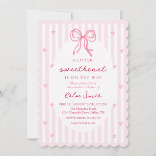 Little Sweetheart Pink Bow Baby Shower Invitation