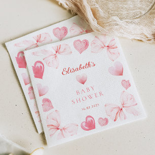 Little Sweetheart Pink Bow Baby Shower Napkin