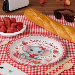 Little Sweetheart Pink Elephant Baby Shower Paper Plate