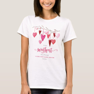 Little Sweetheart Pink Heart Baby Shower T-Shirt