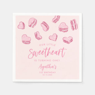 Little Sweetheart Pink Hearts Birthday Party Napkin