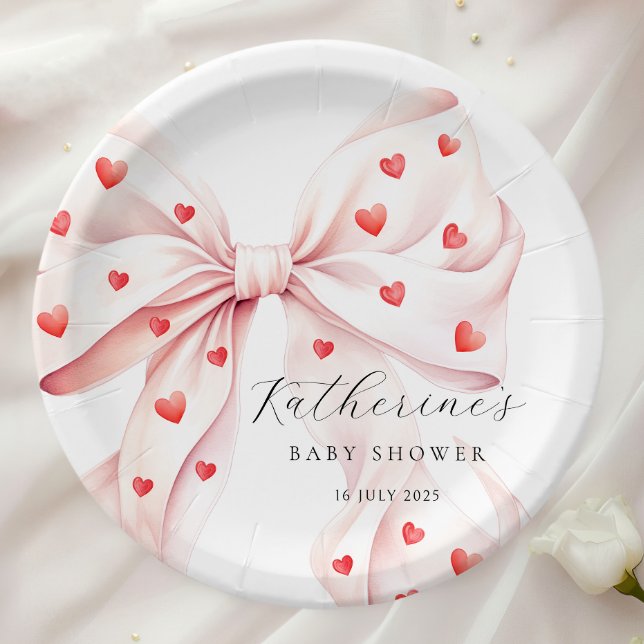 Little Sweetheart Pink Red Baby Bridal Shower Paper Plate (Creator Uploaded)