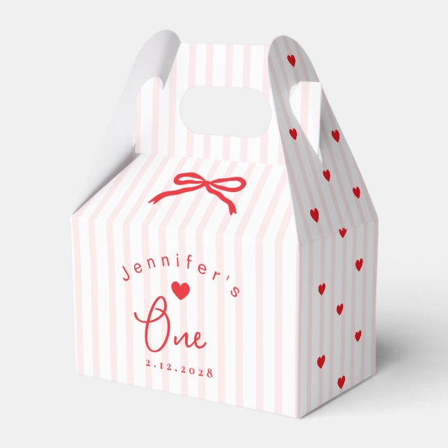 Little Sweetheart Pink Red Valentines 1st Birthday Favour Box (Front Side)