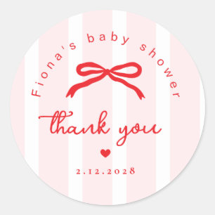 Little Sweetheart Pink Red Valentines Baby Shower Classic Round Sticker