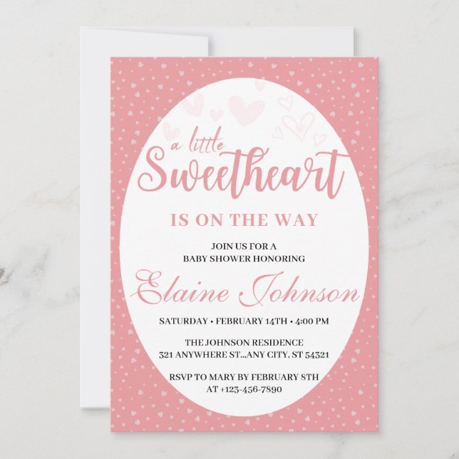 Little Sweetheart Pink Valentine Girl Baby Shower Invitation (Front)