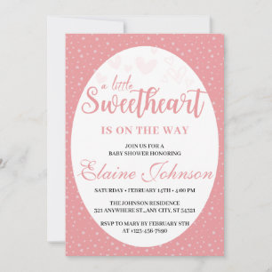 Little Sweetheart Pink Valentine Girl Baby Shower Invitation