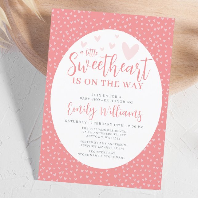 Little Sweetheart Pink Valentine Girl Baby Shower Invitation (Creator Uploaded)