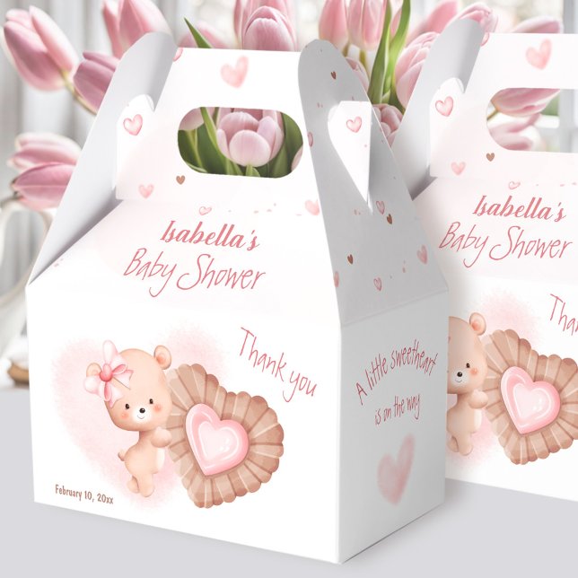 Little Sweetheart Pink Valentines Girl Baby Shower Favour Box (Little Sweetheart Pink Valentines Girl Baby Shower Favor Box)