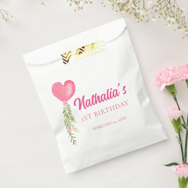 Little Sweetheart Red Heart Balloon Birthday  Favour Bags (Sealed)