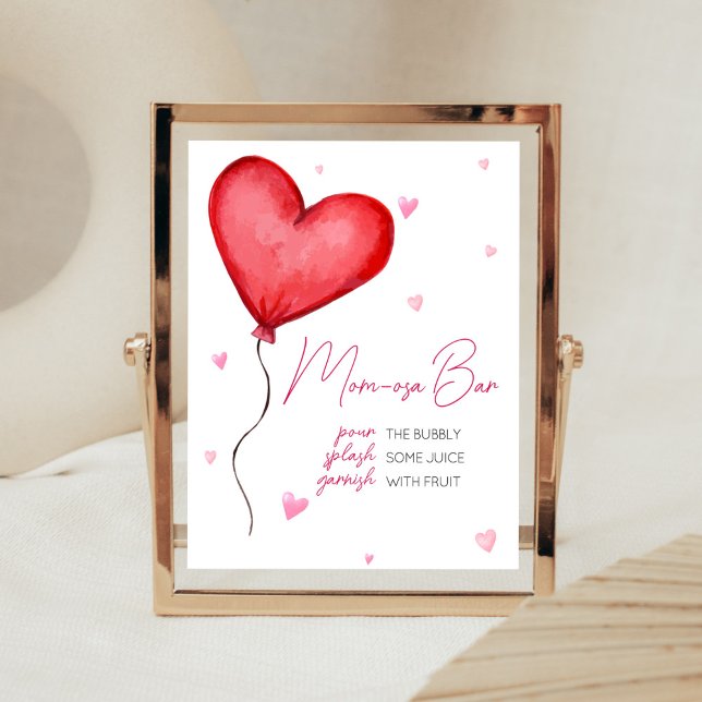 Little Sweetheart Red Valentine Mum Osa Bar Poster (Minimalist Little Sweetheart Baby Shower Mom Osa Bar Sign)