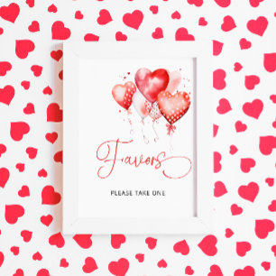 Little Sweetheart Red Valentine Watercolor Favours Poster