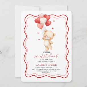 Little Sweetheart Teddy Bear Baby Shower Invita Invitation