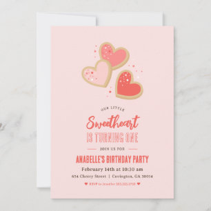 Little Sweetheart Valentine 1st Birthday Party Invitation