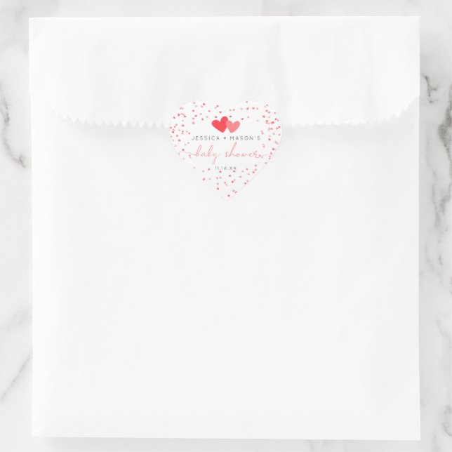 Little Sweetheart Valentine Baby Shower Favour Heart Sticker (Bag)