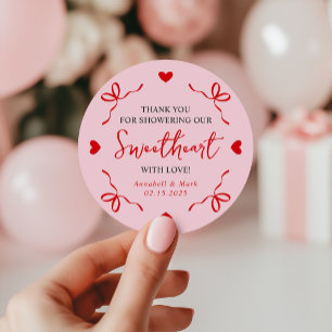 Little Sweetheart Valentine Baby Shower Thank You Classic Round Sticker