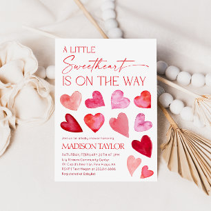 Little Sweetheart Valentine Hearts Baby Shower Invitation