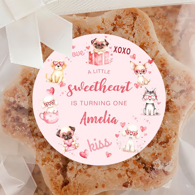 Little Sweetheart Valentine Puppy Birthday Sticker (Creator Uploaded)
